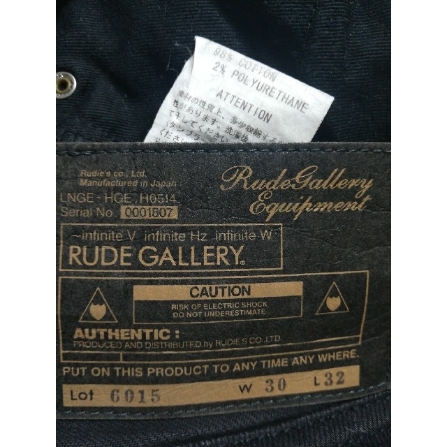 RUDE GALLERY(ルードギャラリー)のrude gallery type-1 ストレッチデニム 黒 w30/32 メンズのパンツ(デニム/ジーンズ)の商品写真