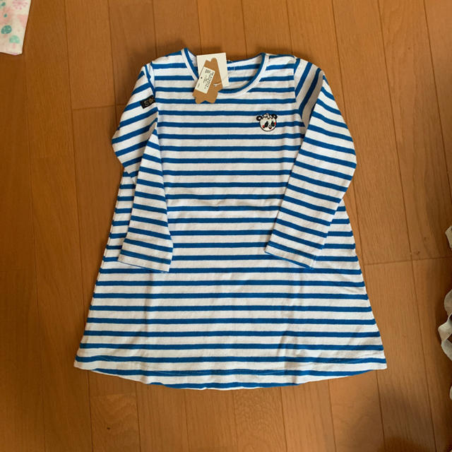 ワンポイントボーダーワンピース キッズ/ベビー/マタニティのキッズ服女の子用(90cm~)(ワンピース)の商品写真