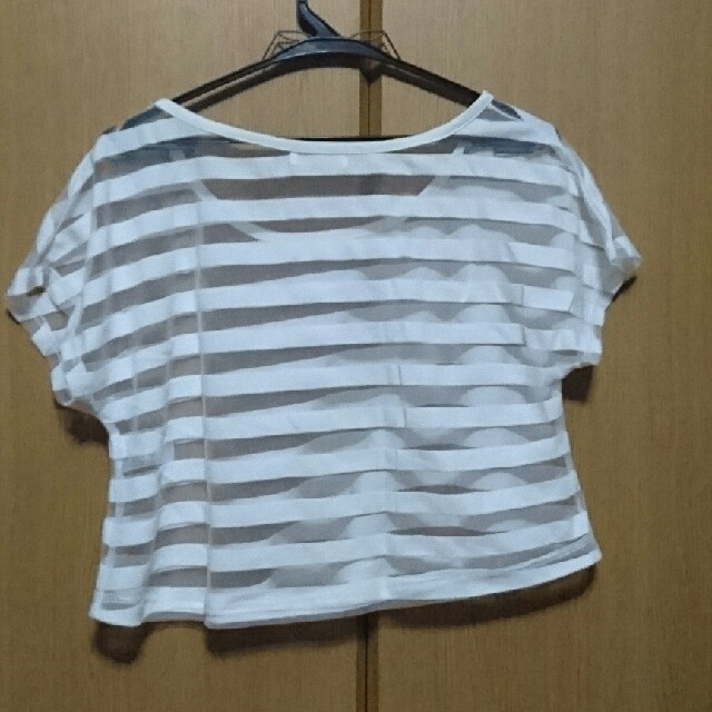 RyuRyu(リュリュ)のシースルーストライプTシャツ レディースのトップス(Tシャツ(半袖/袖なし))の商品写真