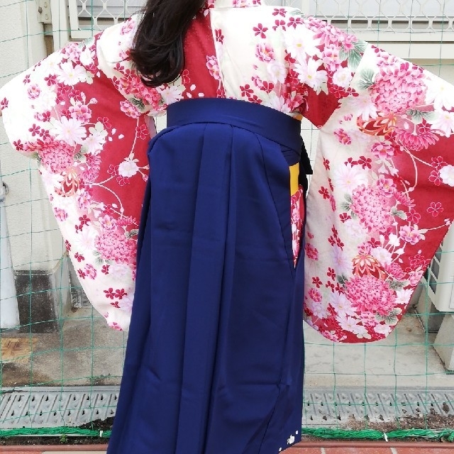 振袖　袴セット　（総絞り紫×アイボリー無地)  正絹　大学生　小学生　卒業式