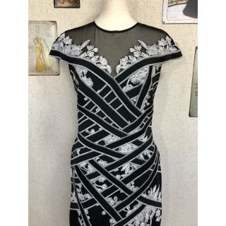 タダシショウジ(TADASHI SHOJI)の新品同様 タダシショージ ワンピース ドレス 花柄総レース(ひざ丈ワンピース)