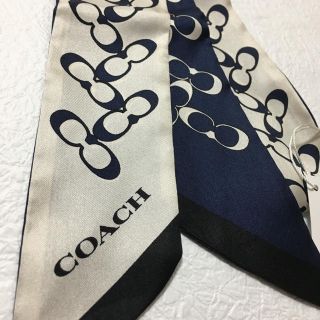 コーチ(COACH)の【新品未使用】コーチ シグネチャー リボンスカーフ ブルー系(バンダナ/スカーフ)