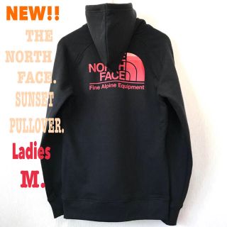 ザノースフェイス(THE NORTH FACE)のレディース M相当 新品 バックプリント ♪ ノースフェイス パーカー 黒 S(パーカー)