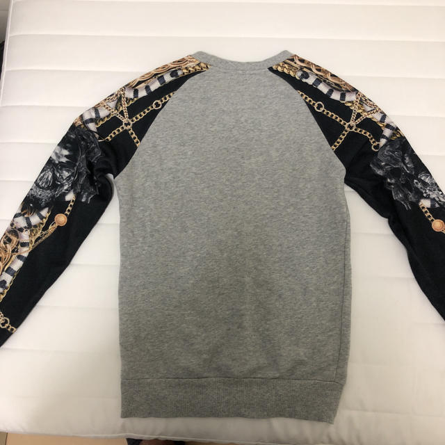 ZARA(ザラ)のZARA スカルチェーン ラグランスウェット グレー S 38 メンズのトップス(スウェット)の商品写真