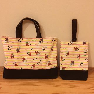 最終値下げ☆ハンドメイド くまのがっこうレッスンバッグ・上履き入れ(バッグ/レッスンバッグ)