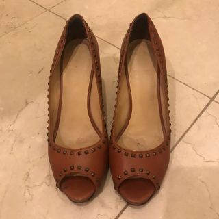 コールハーン(Cole Haan)のコールハーン 51/2Bサイズ  23cm レザー スタッズオープントゥ(ハイヒール/パンプス)