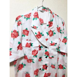 サンタモニカ(Santa Monica)の古着 80s vintage 花柄 総柄 ダブル レトロ シャツ ブラウス(シャツ/ブラウス(半袖/袖なし))