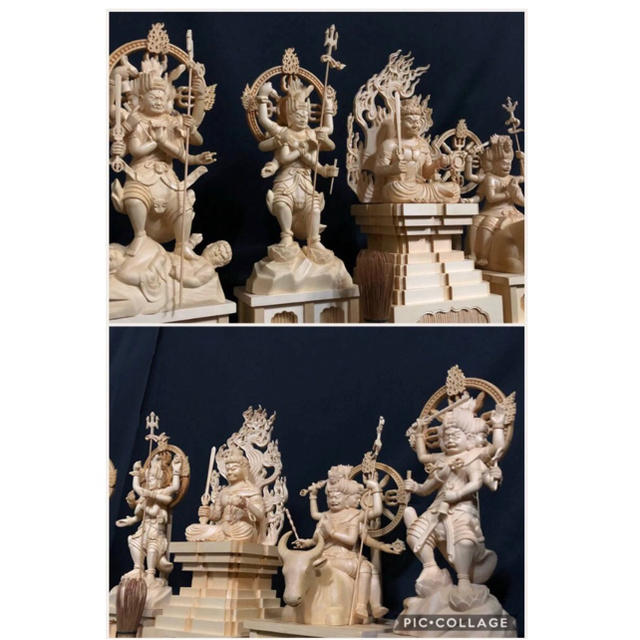 総檜材を使用 井波彫刻 日展作家 一集作 最高級 木彫仏像美術 五大明王像一式 全国配送無料 最高級 木彫仏像 大元帥明王立像 彫刻 彩繪 本金 切金 天然木檜材 彫刻/オブジェクト