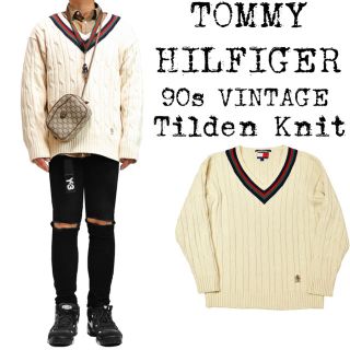 トミーヒルフィガー(TOMMY HILFIGER)の★美品★90s★TOMMY HILFIGER★チルデンニット★シェリーライン★綿(ニット/セーター)