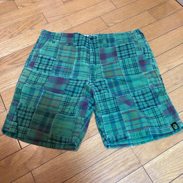 A BATHING APE - a bathing ape エイプ ハーフパンツ グリーンチェック