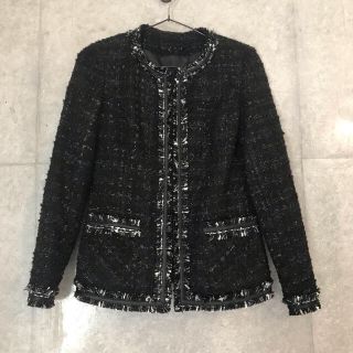 ザラ(ZARA)の未使用美品！ ツイード ノーカラー ジャケット(ノーカラージャケット)