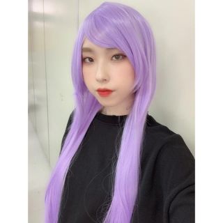 カラー ウィッグ ストレートロング コスプレ ハロウィン 紫 パープル(ロングストレート)