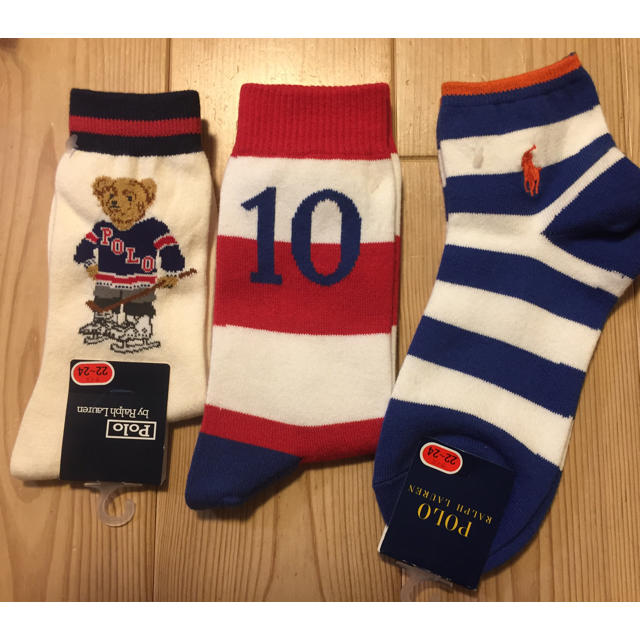 POLO RALPH LAUREN - 新品 ポロラルフローレン靴下3足 22-24㎝ クマアイスホッケー 通学ソックスの通販 by rin