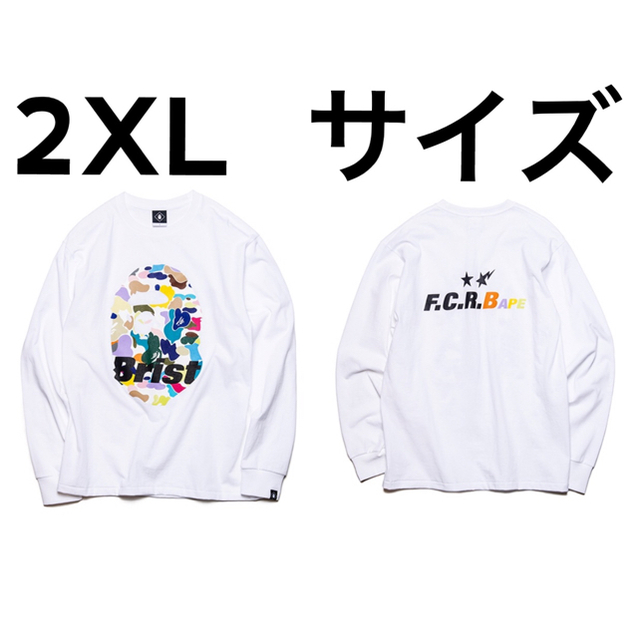 Tシャツ/カットソー(七分/長袖)値下 白 2XL BAPE xF.C.R.B.L/S APE HEAD TEE