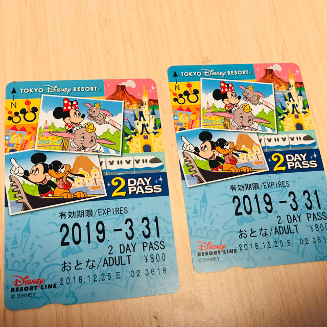 Disney(ディズニー)のディズニーリゾートラインの2day PASS 2枚セット チケットの施設利用券(遊園地/テーマパーク)の商品写真