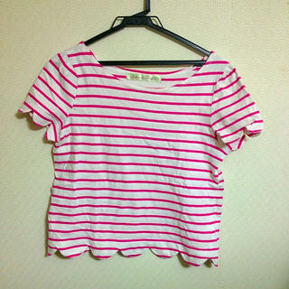 ドットアンドストライプスチャイルドウーマン(Dot&Stripes CHILDWOMAN)のスカラップボーダーTシャツ(Tシャツ(半袖/袖なし))