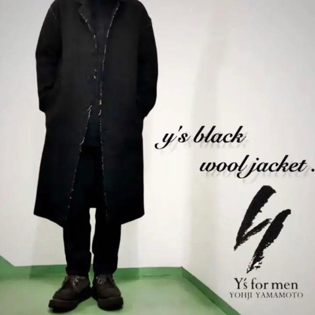 Y's(ワイズ)の▼ y's black wool JKT ▼ メンズのジャケット/アウター(チェスターコート)の商品写真