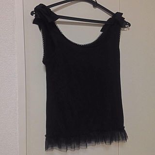 ウィルセレクション(WILLSELECTION)の新品♡未使用♡リボンチュール黒タンク♡(タンクトップ)