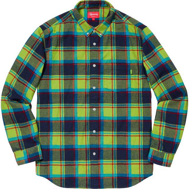 Supreme 19SS Plaid Flannel Shirt ライム S