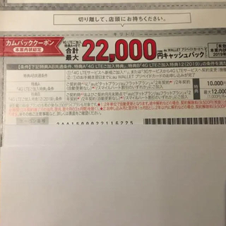auクーポン 22000円分 1枚 銀(その他)