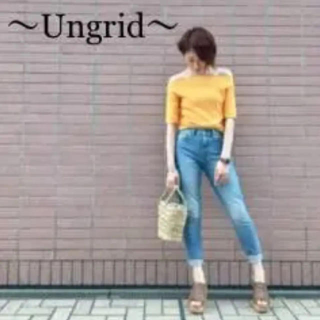 Ungrid(アングリッド)の❤️1780円❤️ Ungrid スラブテレコオフショルハーフスリーブTee レディースのトップス(ニット/セーター)の商品写真