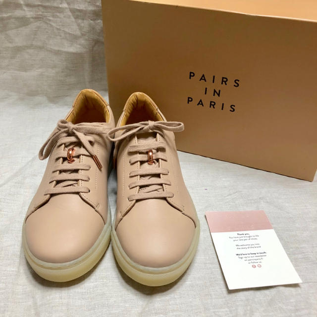 DEUXIEME CLASSE(ドゥーズィエムクラス)のPAIRS IN PARIS＊新品未使用 37 ピンクベージュ レザースニーカー レディースの靴/シューズ(スニーカー)の商品写真