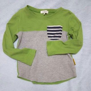 サンカンシオン(3can4on)のサンカンシオン ロンT 長袖シャツ グリーン×グレー 100サイズ(Tシャツ/カットソー)