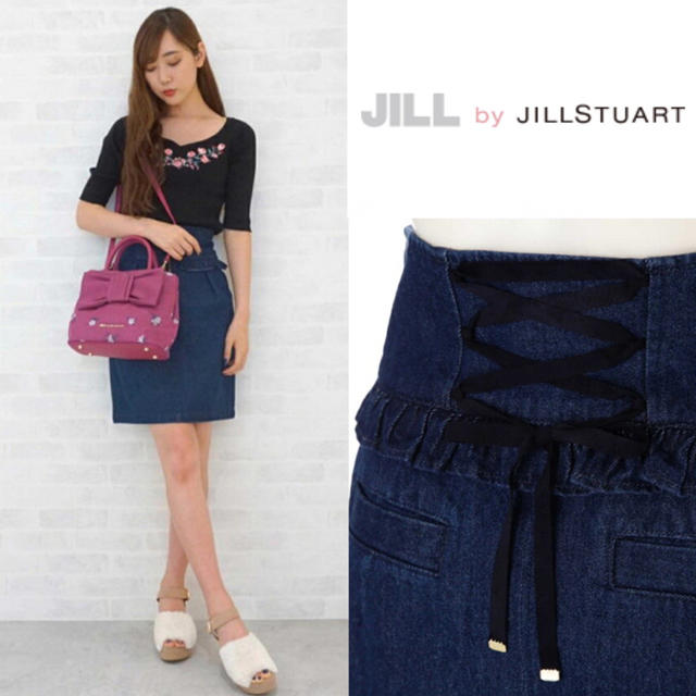 JILL by JILLSTUART(ジルバイジルスチュアート)の【美品】JILL by JILLSTUART ハイウエストデニムスカート レディースのスカート(ひざ丈スカート)の商品写真