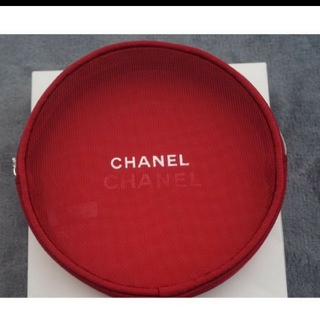 シャネル(CHANEL)のCHANEL シャネル 丸ポーチ 赤メッシュ 非売品(ポーチ)