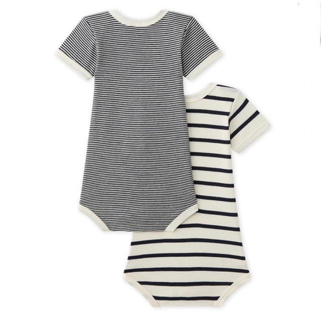 PETIT BATEAU(プチバトー)のabc♡様専用 プチバトー 24m ミラレ&マリニエール半袖ボディ２枚組 キッズ/ベビー/マタニティのベビー服(~85cm)(肌着/下着)の商品写真