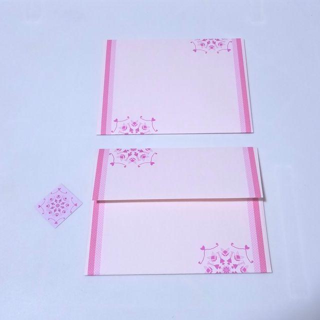 【handmade】ピンク２～レターセット～ ハンドメイドの文具/ステーショナリー(カード/レター/ラッピング)の商品写真