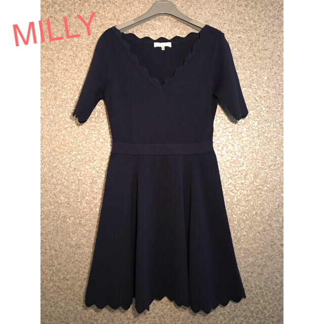 Milly(ミリー)のミリー ニューヨーク MILLY NEW YORK スカラップ ワンピース レディースのワンピース(ひざ丈ワンピース)の商品写真