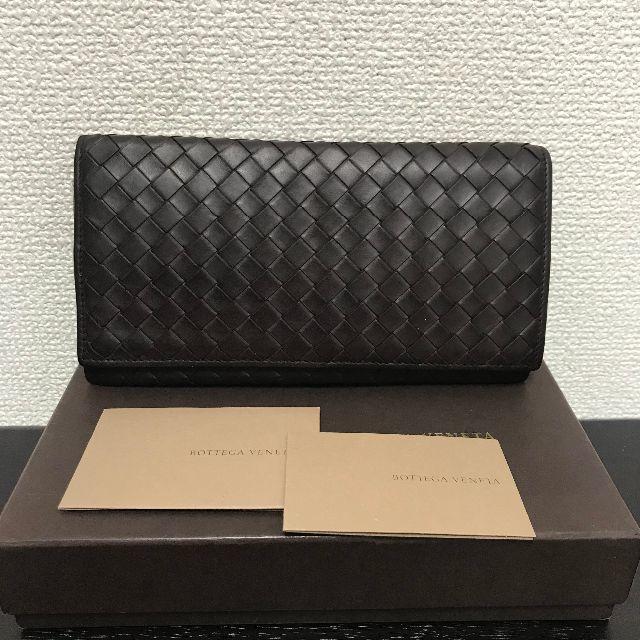 Bottega Veneta(ボッテガヴェネタ)のボッテガヴェネタ　二つ折り　長財布　イントレチャート　ダークブラウン メンズのファッション小物(長財布)の商品写真