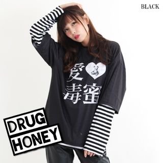 ファンキーフルーツ(FUNKY FRUIT)の 【DrugHoney】愛ラブ毒蜜スケルトンテディ半袖T ／黒(Tシャツ(半袖/袖なし))