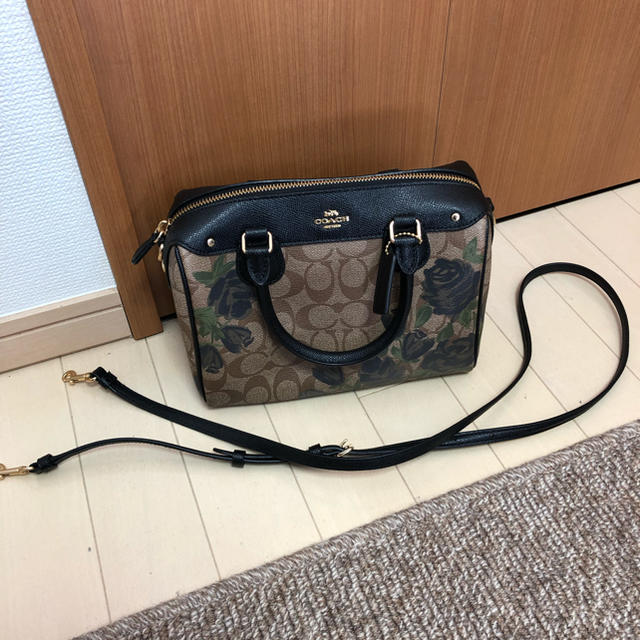 【COACH】ローズ柄ミニボストン、ショルダー