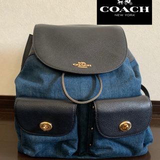 コーチ(COACH)の専用 美品！2018春夏新作 COACH 内側花柄デニムリュック(リュック/バックパック)