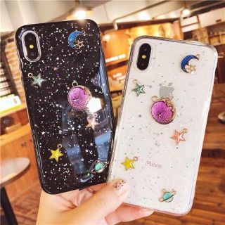 星空デザイン iPhone Xr xs 7 8 7P 8P ケース  キラキラ(iPhoneケース)