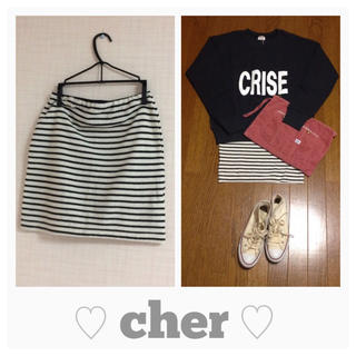 シェル(Cher)のcher♡ボーダータイトスカート(ひざ丈スカート)