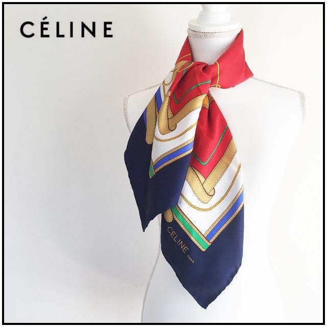 celine(セリーヌ)のCELINE ◆ スカーフ 80s-90s ヴィンテージ ◆ 訳あり レディースのファッション小物(バンダナ/スカーフ)の商品写真