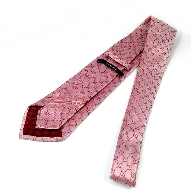 Gucci(グッチ)の美品 グッチ GG柄 ピンク 光沢 ネクタイ メンズ シルク SG41 レディースのファッション小物(ネクタイ)の商品写真