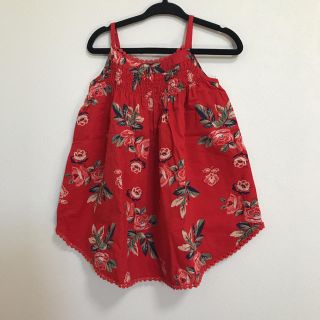 オールドネイビー(Old Navy)のOLDNAVY 花柄ワンピース18〜24M 赤 シャーリング 女の子 春夏(ワンピース)