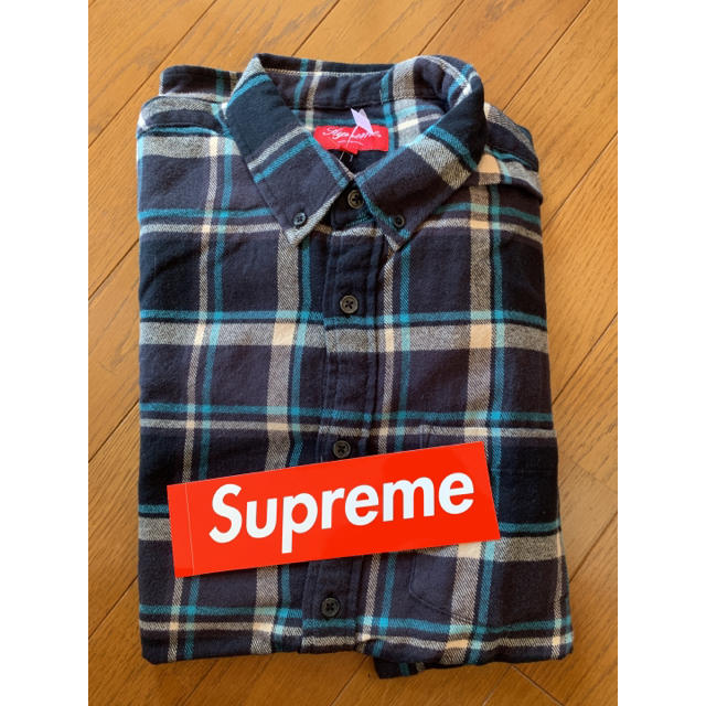 supreme Plaid Flannel Shirt 黒 ブラック L