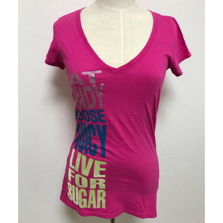 ジューシークチュール(Juicy Couture)のJuicy Couture ショッキングピンクのTシャツ 丈長め(Tシャツ(半袖/袖なし))