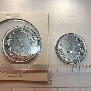 トルコ 1リラ 1970年 トルコ 25クルス 1969年(貨幣)