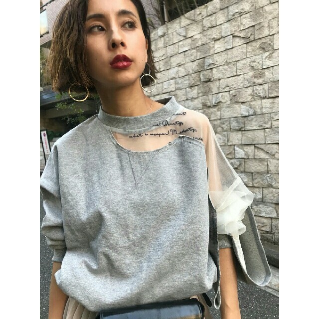 Ameri VINTAGE(アメリヴィンテージ)の新品♡Ameri VINTAGE シースルースウェット　グレー レディースのトップス(トレーナー/スウェット)の商品写真