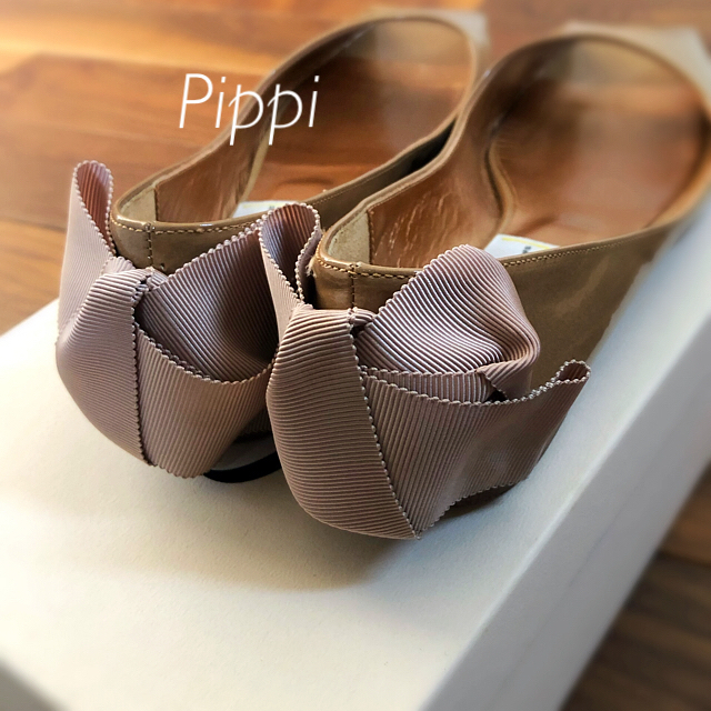Pippi *バック リボン オープントゥパンプス フラット