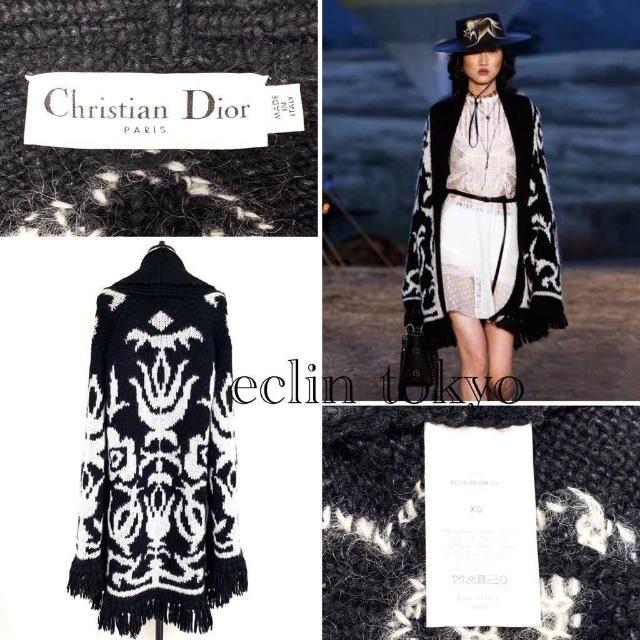 Christian Dior(クリスチャンディオール)の2018 ディオール ガウン ニット コート ロング カーディガン E1363 レディースのジャケット/アウター(ニットコート)の商品写真