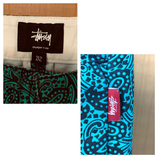 STUSSY(ステューシー)の【STUSSY】ハーフパンツ グリーン ペイズリー レディースのパンツ(ハーフパンツ)の商品写真