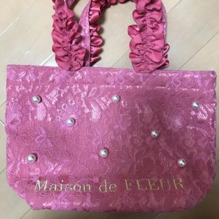 メゾンドフルール(Maison de FLEUR)のメゾンドフルール♡ピンクピンクピンク♡レースパールトートバッグ♡(トートバッグ)