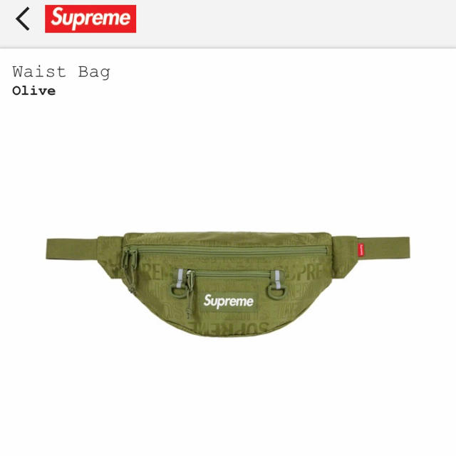 新品 19ss supreme Waist  bag ウエストバッグ オリーブ